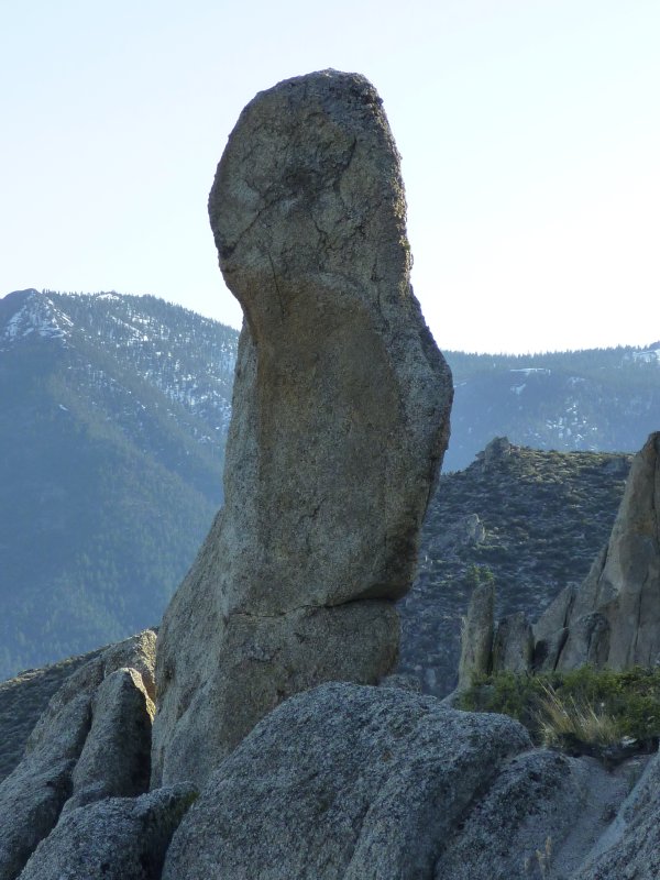 Rock column up the sandy trail